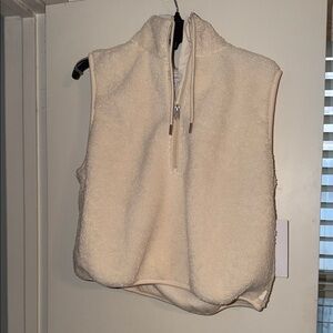 Athleta Cream Sherpa Half-Zip Vest